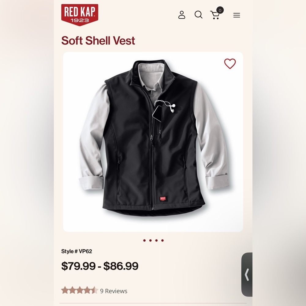 Men’s Red Kap medium soft shell vest